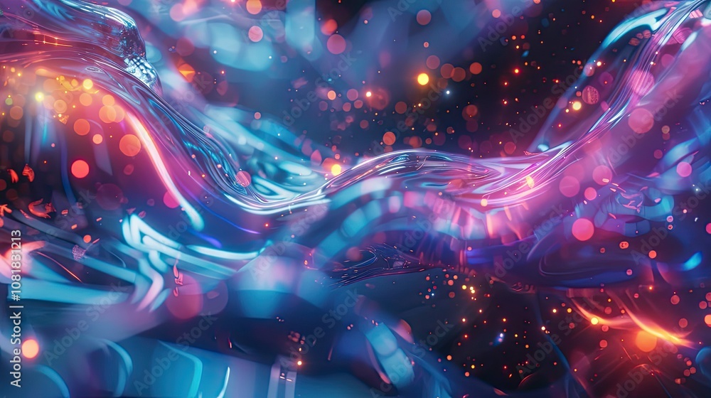 Poster abstract energy flow with colorful light effects