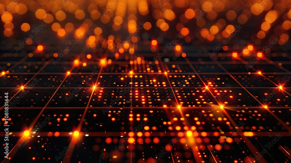 Poster abstract digital grid with glowing nodes