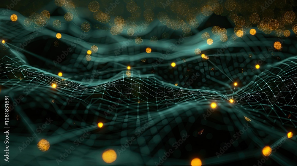 Poster Abstract digital grid with glowing nodes