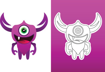 cute monster colorful vector design mascot. Design for digital print and coloring book