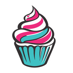 Cupcake icon, vector illustration with a white background