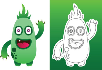 cute vector monster design. Design for digital print and coloring book