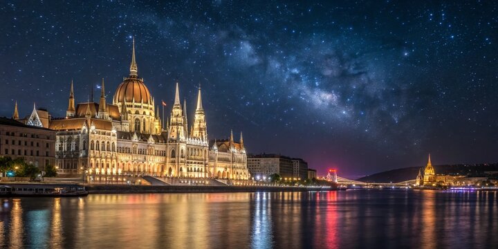 Captivating Night Photography of Farbring Zhne Showcasing Urban Lights and Architecture in a Stunning Cityscape with Starry Skies and Reflective Water Surfaces