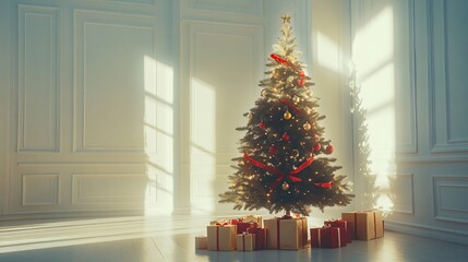 Christmas Tree in Sunlit Room