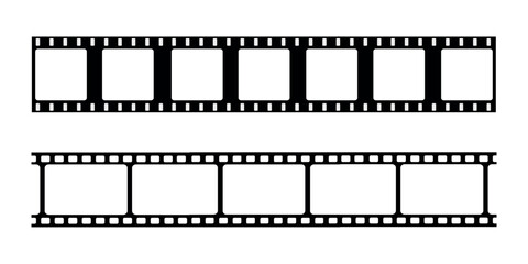 Film strip designs in various styles. Elements for photography, film editing, and cinematic themes.