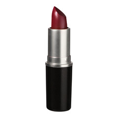 Opened red lipstick on white background Element for design in makeup and beauty advertising