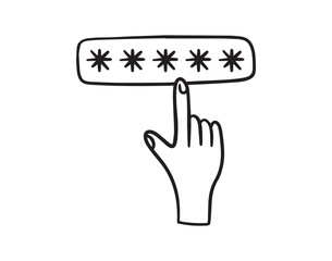 Password with hand doodle isolates sign. Hand Drawn outline doodle Security, user authorization, safety access concept.