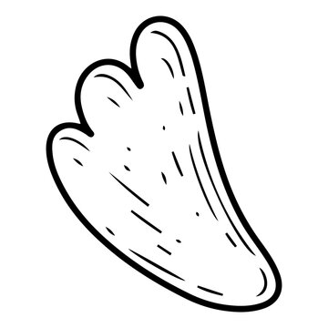 recommend clip art: Gua sha scraper hand drawn doodle. Self care. Cosmetic facial massage. Stroking skin with scrapers. Natural stone. Body health. Vector engraving line art illustration.