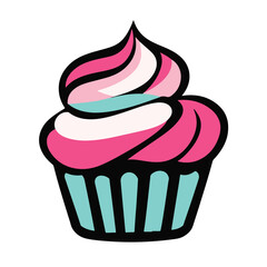 Cupcake icon, vector illustration with a white background