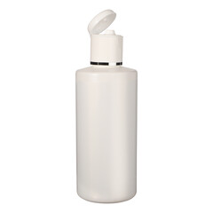 White plastic cosmetic bottle on white background, Element for design in makeup and beauty advertising. mockup