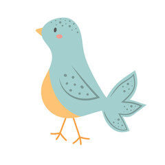 Cute bird. Cartoon character isolated on white background.