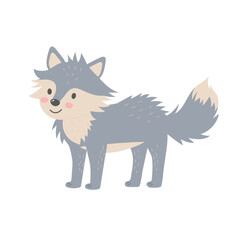 Cute wolf. Cartoon forest character isolated on white background.