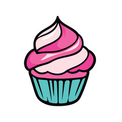 Cupcake icon, vector illustration with a white background