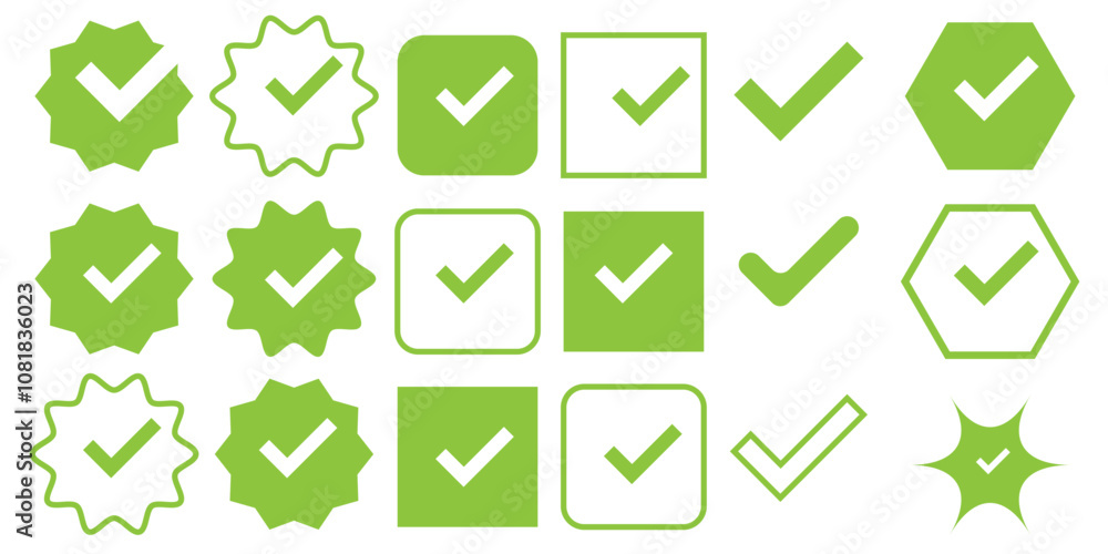 Poster checkmark icons. checkmark vector set. checked check box sign. approved symbol. check mark icon. cor