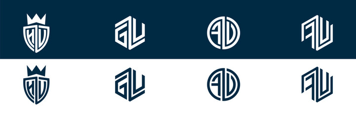 Trendy FU UF letter logo design