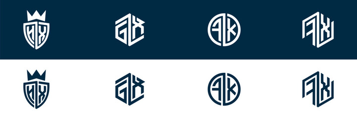 Trendy FX XF letter logo design