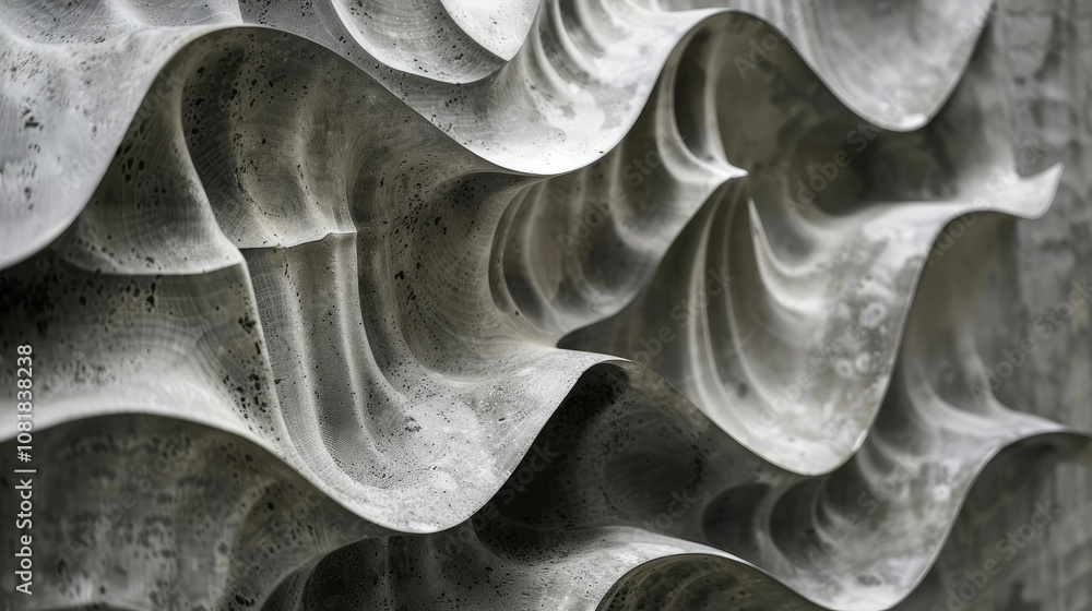 Poster 3d wavy forms with a cement texture creating a contrast effect