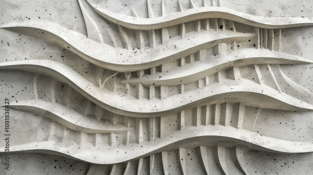 Poster 3d wavy forms with a cement texture creating a contrast effect