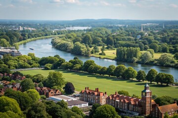 Captivating View of Barnes London: Scenic River Thames, Serene Parks, and Iconic Architecture Showcasing the Charm of This Enchanting Suburb in a Beautiful Daylight Setting