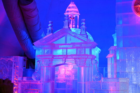 Tatra Ice Temple, dedicated to the memory of Pope John Paul II. The most visited winter attraction in the Tatra Mountains. Stary Smokovec, Slovakia, Europe,