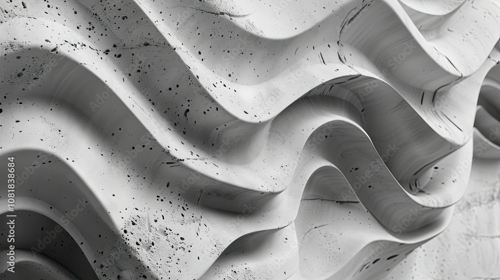 Poster 3d wavy forms with a cement texture creating a contrast effect