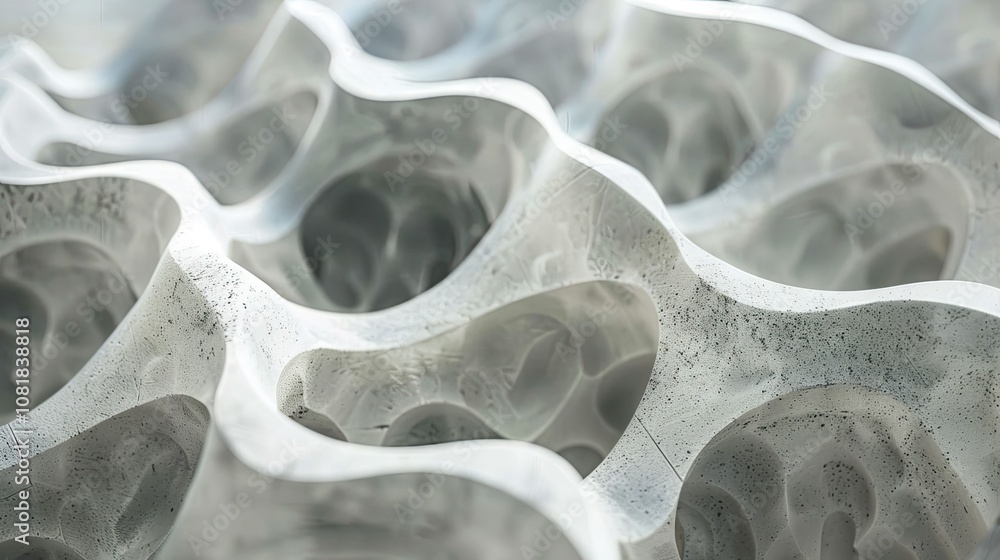 Poster 3d wavy forms with a cement texture creating a contrast effect