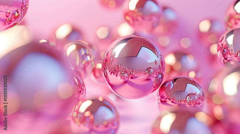 Poster 3d shiny smooth spheres floating against a gradient background