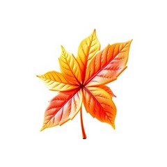  Vibrant Autumn Leaf 3D Graphic with Glitch Effects for Cheerful Digital Designs on White Background
