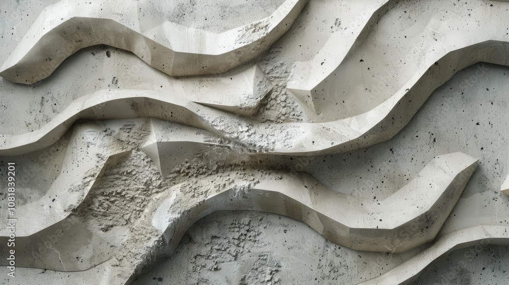 Poster 3d wavy forms with a cement texture creating a contrast effect