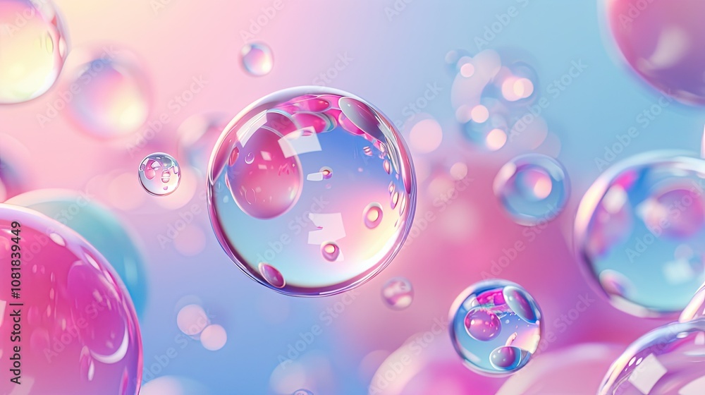 Aufkleber 3D shiny smooth spheres floating against a gradient background