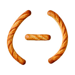 Brackets made of French Baguette. Letter from bread