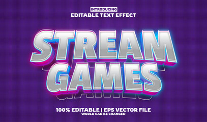 Obraz premium New stream games editable text effect in new modern trend style