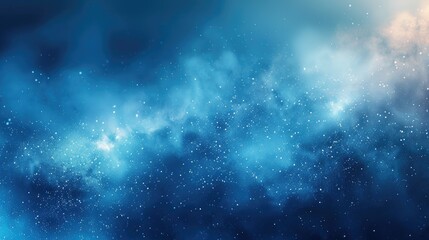 Abstract blue and white nebula with stars and cosmic dust.