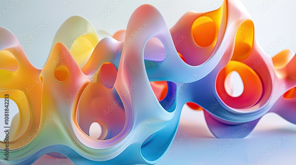 Poster 3d abstract fluid shapes in vibrant colors