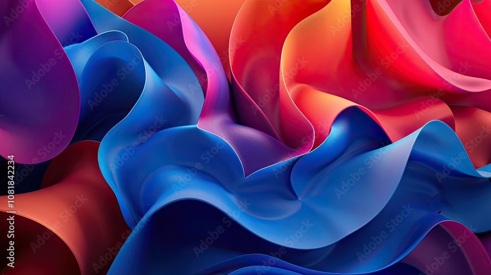 Poster 3d abstract fluid shapes in vibrant colors