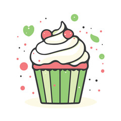 Cupcake icon, vector illustration with a white background