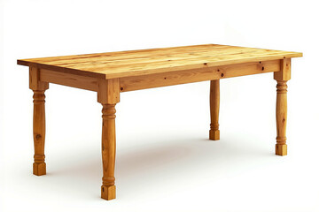 A wooden table with two legs on a white background