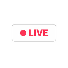 Live Icon With Red Dot Symbolizing Online Streaming, Broadcasting, And Real Time Events In Flat Vector Illustration, Isolated On White Background.