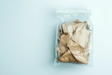 Brown paper in a plastic bag.