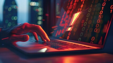 The hand of a business person using a laptop