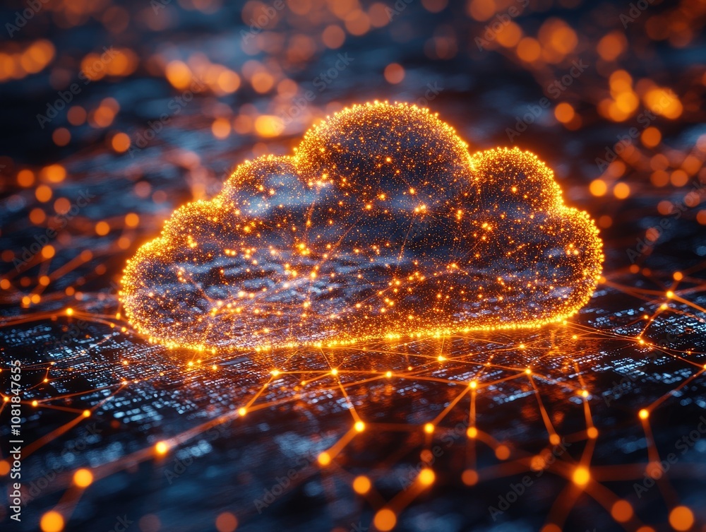 Aufkleber glowing cloud with connected lines. this abstract image is perfect for illustrating the concept of c