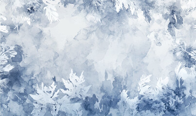 watercolor winter background, snow on the window