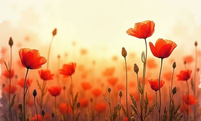 Bright orange flowers in soft sunlight
