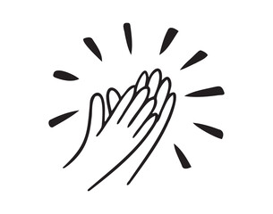 Applause doodle icon, Clapping their hands, applause hand drawn isolated on white background. 