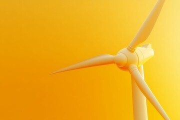 A white windmill against a yellow sky.