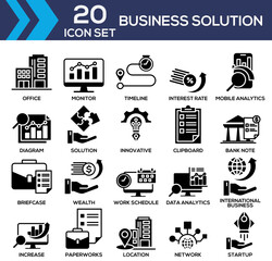 Business Solution Black Glyph Icon Collection