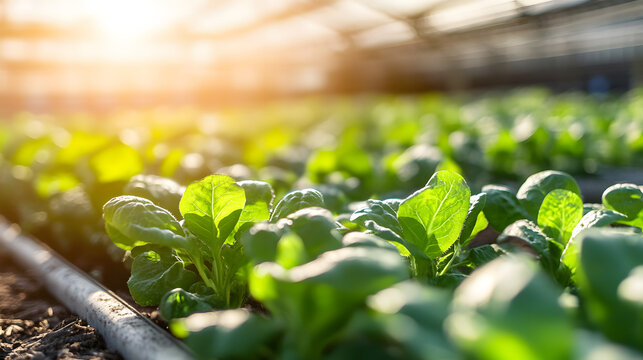 A futuristic farm where genetically enhanced crops grow in nutrient-rich air using vertical farming and AI irrigation systems.