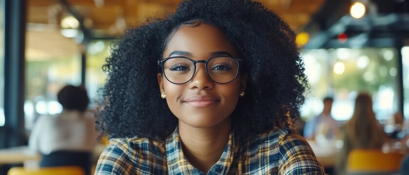 African American female student studying with diverse classmates in modern school, focusing on computer science programming and IT.