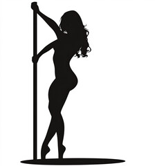 Pole Dance Silhouette, Illustration Isolated On White Background
