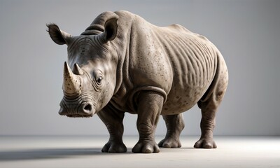 Obraz premium white rhinoceros with intricate skin texture and anatomical details. Studio lighting highlights every fold and wrinkle, creating a powerful portrait of this majestic creature